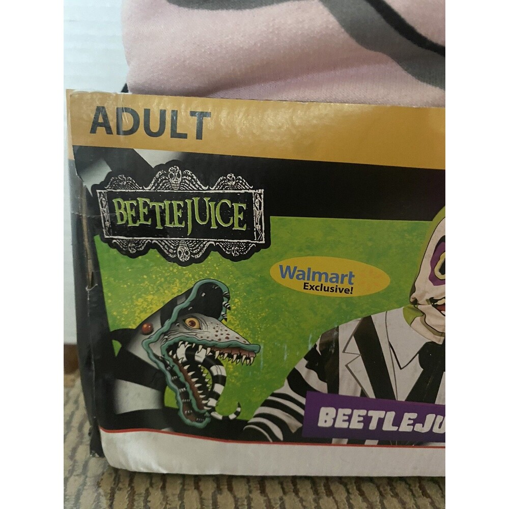 NEW Beetlejuice Halloween Costume Cosplay Hooded Jumpsuit Adult Sz LARGE 36/38 - Picture 3 of 6